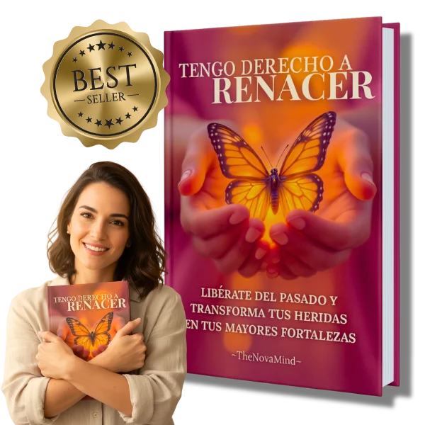 Mujer sosteniendo el libro Tengo Derecho a Renacer